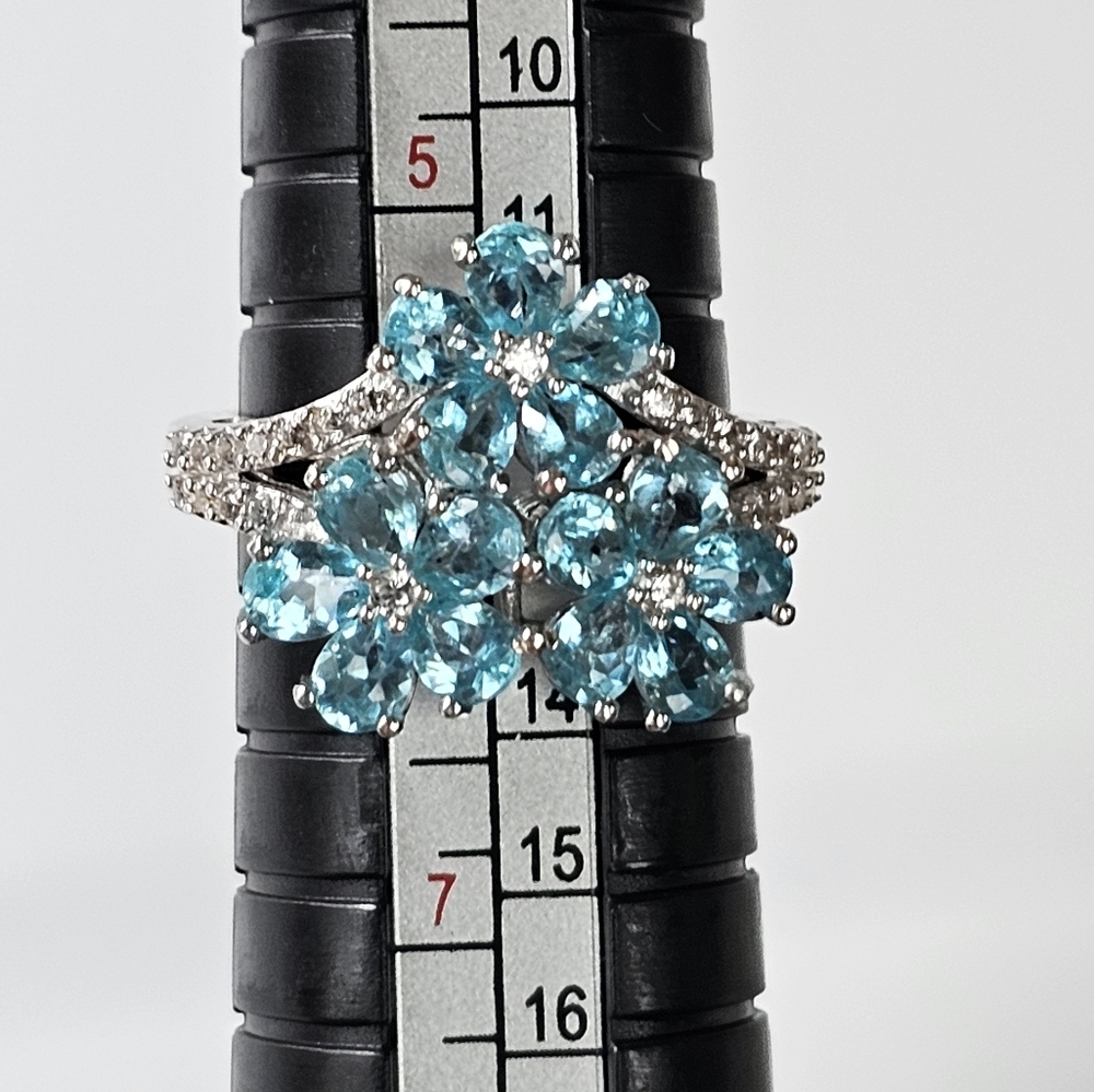 Natural Betroka Apatite Flower Ring Sterling Silver Sz 6! NEW - Picture 12 of 13